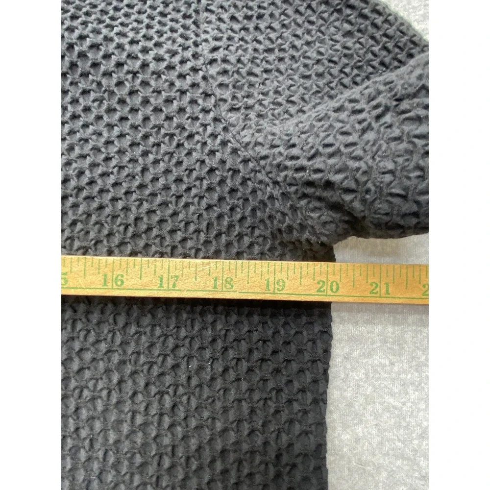 Eileen Fisher Dress Womens L Black Textured Knit Shift Zip Back Short Sleeve